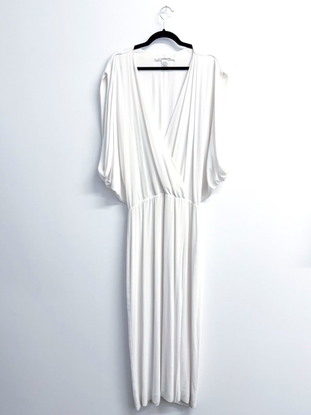 Diane Von Furstenberg White Asymmetrical Wrap Maxi Dress